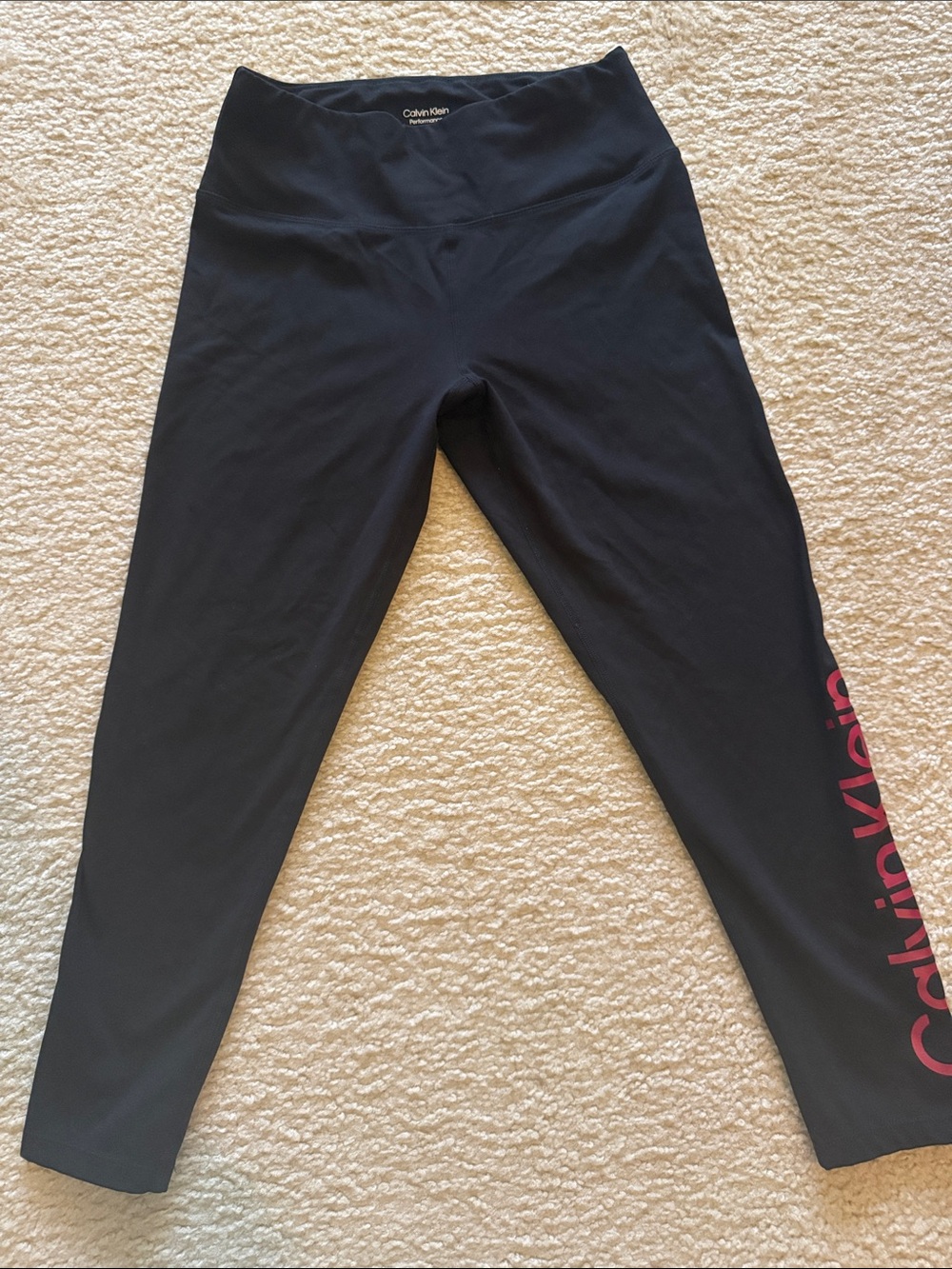 Calvin Klein Black Leggings with Pink Side Logo